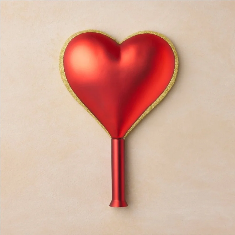 GORGEOUS🫶 Red Heart Tree Topper with Gold Glitter